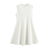 Fongt Women's Spring 2025 New Sleeveless Round-Necked Knitted Skating Dress Mini Dress