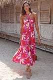 Fongt Summer Dress Hanging Neck Sleeveless Print A-Shaped Bohemian Long Dress Girl