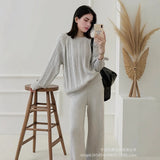 Fongt 2025 New Striped T-Shirt Women Simple Casual Loose Thin Sleeve Long-Sleeved Top
