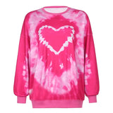 Pattern Y2K Aesthetics Pink Oversized Sweatshirts Women 2022 E-Girl Tie Dye Crewneck Long Sleeve Tops Autumn