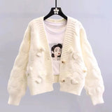 Fongt Three-Dimensional Bow Knot Short Sweet Wind Cardigan Coat Women's 2024 Autumn And Winter New Loose Knit Jacket Women-Outfit