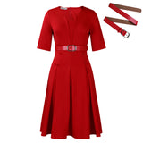 Fongt Large-Size Women's Dress 2025 Autumn Fashion Elegant Temperament Solid Five-Sleeve African Dress