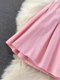 Fongt Denim Dress Design Feeling Hanging Neck Short Small A Word Ponpony Dress 0329