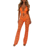 Summer Hanging Neck Sexy Bosom Hollow Lace Perspective Micro-Tlalong Trousers New Women's