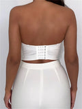 Feather Tank Crop Tops Chic Summer Women Strapless Off Shoulder Tube Vest Solid Backless Bustiers Streetwear