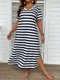 Fongt Women's Clothing 2024 Summer New V-Neck Striped Print