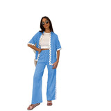Fongt Spring And Summer New Comfortable Casual Single Breasted Lace Splicing Trousers Shirt Coat 88231-Outfit