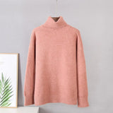 Turtle Neck Basic Cashmere Sweater Women Elegant Thick Warm Female Knitted Pullovers Loose Casual Knitwear