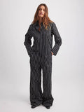 Fongt Eastern Women's OL Elegant Wind Button Striped Broad Leg Trousers Set Commuting 2025 New