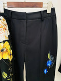 QUALITY 2023 Newest Designer Runway Suit Set Women's Single Button Floral Printed Blazer Flare Pants Suit