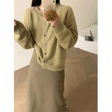 Fongt Knitted Cardigan Woman 2024 New Year Loose Sweater Short Coat Outside The