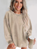 Fongt Large-Size Women's Fashion Leisure Daily Solid Color Buff Long-Sleeved Collar Collar Collar