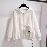 Waffle Cardigan Jacket Women's Zipper Cardigan Hoodies 2022 Spring Autumn Trend Kawaii Coat Loose Casual Baseball