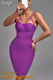 Dress 2023 New Women's Purple Bodycon Dress Elegant Sexy Strappy Evening Club Party Dress High Quality Summer