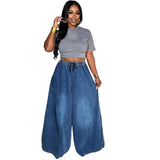 Fongt Women's Loose Jeans New Women's Street Casual Loose Waist Wide Leg Pants