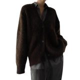 Fongt Women's Imitation Sting Cardigan Women's Lazy Wind Loose Sweater Soft Long-Sleeved Knitted Commuting Style