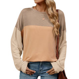 / Winter 2024 New Round Collar Vertical Color Long Sleeve Loose T-Shirt Top-Outfit