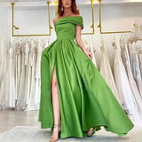 Fongt Dingy Dress Evening Dress Birthday Party Pony Dress Green High Open Fork Sexy