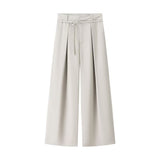 Fongt Homemade New Women's Ocean Smozy Casual With Fine Belts And Rendered Wide Legs