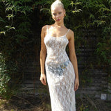 Fongt Hottie Niche Lace Perspective Sling Skirt Exploding Fashion Showback Dress