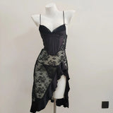 Fongt Romantic Thin Perspective Lace Sexy Sling Aja Skirt Pure Lust High-Intel Pyjamas