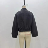 Fongt Dress Short Bomber Jacket 2025 Spring Temperament Collar Single Buckle Long Sleeves Loose Short Coat Woman