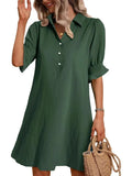 Fongt Women's Summer New Wish Casual Loose Solid Color Dress