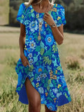Fongt Hot Selling Literary And Art National Wind Round Collar Long Dress