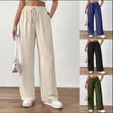 Fongt Wish Summer Bursts Of Slacks Loose Pockets Tight Leg Trousers Women