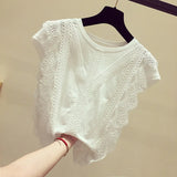 New Fashion Clothing Plus Size Solid Shirt Women Blouse Summer Womens Tops and Blouses Lace Patchwork Blusas Mujer