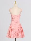 Fongt Temperament Dress Women 2025 Summer New Fresh Sweet Wind Solid Color Hollow Design Short Sling