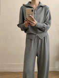 Fongt And Winter New Lazy Windy Open Shirt Sweater Set Women's Comfortable Top + Pants Knitted Two Sets