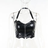 Dark Bat Vest Girl Summer Sexy Hot Girl Navel Zipper Tight Sling Top-Outfit