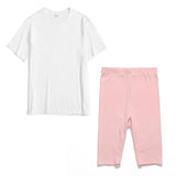2021 Summer Cotton Sets Women Loose Two Pieces Short Sleeve T Shirts and Tight Shorts Solid Outfits
