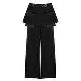 Fongt Spring New Leather Belt Short Skirt Belt Belt Belt Belt Belt + Two-Piece Pendant Broad Leg Pants Women Two Sets 1070