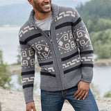 Size 4xl Men Turn Down Collar Zipper Sweater Classic Autumn Winter Male Long Sleeve Knitted Coat Gentleman Retro