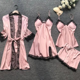 Midnight Charm Sexy Pajamas_Pyjamas Summer Sexy Pajamas Four-Piece Korean Version Of Sling Women With Breast Pad