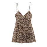 Fongt 2025 Spring New Women's Printed V-Necked Suspension Short Dress 5039132