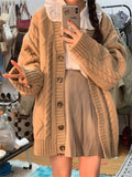 Winter Vintage Knitted Sweater Women Korean Fashion Loose Warm Sweaters Female Long Sleeve Casual Solid Cardigan