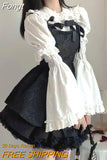 Autumn Goth Jacquard Cake Dress Dark Bow Robe Tunic Dresses Gothic Summer Vestido Feminino Speghetti Strap