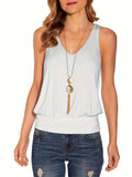 Fongt Summer Short Sleeve New Hot Pure Color Buffet Sleeveless Waist Knitted Leisure Vest Fashion