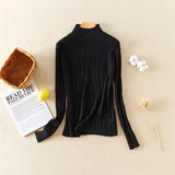 New-Coming Spring Autumn Tops Solid Slim Turtleneck Pullovers Female Thick Soft Knitted High Street Women
