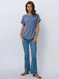 Fongt Summer Blouse Women's Short-Sleeved Shirt Casual Round-Neck Short-Sleeved T-Shirt