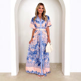 Fongt Collar Lotus Side Top High Waist Three-Dimensional Skirt Half Dress Suit Woman