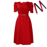 Fongt Women's Summer New Fashion Elegance V-Necked Folded Large Dress Dress Dress