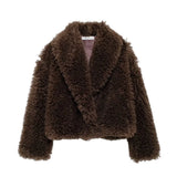 Fongt Women's Thick Lamb Fur Black Coat Women's Winter 2025 New Fur