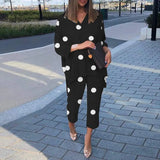 Piece Sets ZANZEA Fashion Polka Dot Printed Pant Sets Women Summer Matching Sets Casual Urban Tracksuits Trouser Suits
