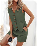 Fongt Summer New Fashion Casual Vest Shorts Set Women's Clothing