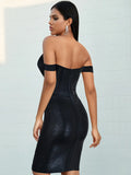 2022 New Summer Women Black Off Shoulder Dress Sexy Lace Strapless Sleeveless Club Celebrity Evening Runway Party