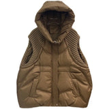 Autumn Winter New Down Jacket Female Vest Short Hooded Add Thick Knit Wool White Duck Velvet Vest Coat Tide-Outfit